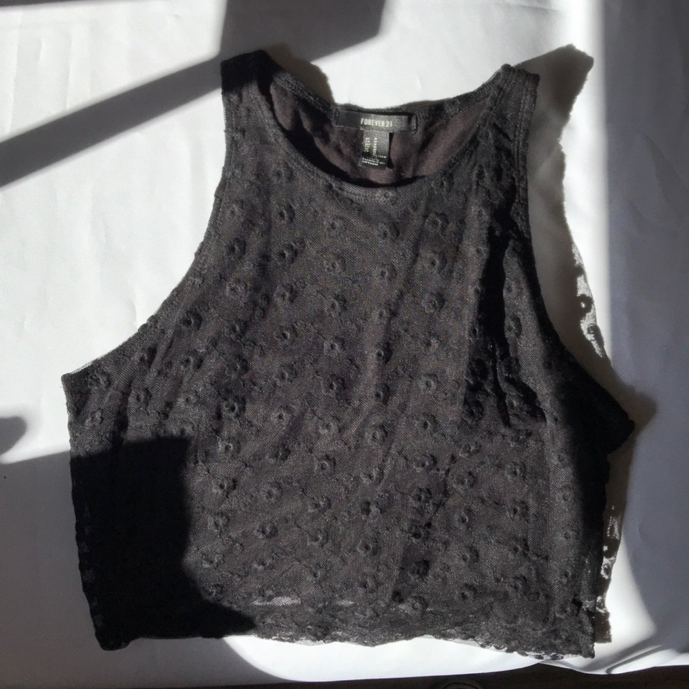 BLACK FORAL CROP TOP